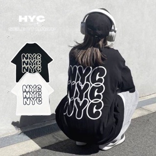 [HYC] 韓國 NYC 鏤空 泡泡字體短TEE 落肩 寬鬆短T情侶 OVERSIZE VIBE 穿搭 紐約
