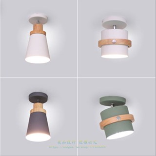 北歐簡約實木過道燈吸頂燈 餐廳吧檯玄關陽臺小LED燈具【美品匯GR】