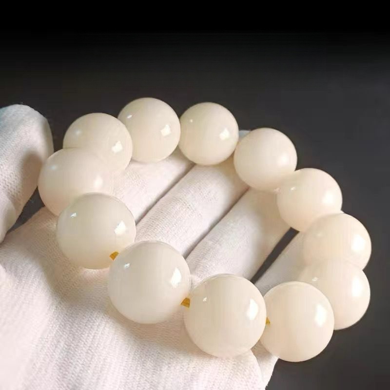 精拋天然大白玉菩提根手串男士精拋白菩提子18/20mm佛珠文玩念珠