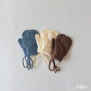 ‹兒童手套›現貨 新款韓國ins兒童 手套 秋冬季糖果色連指掛脖毛線 手套 兒童寶寶保暖
