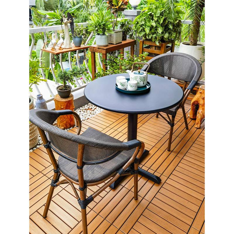 陽臺小桌椅戶外庭院花園茶桌椅組合小茶几籐椅三件套休閒藤編桌椅餐桌庭院桌