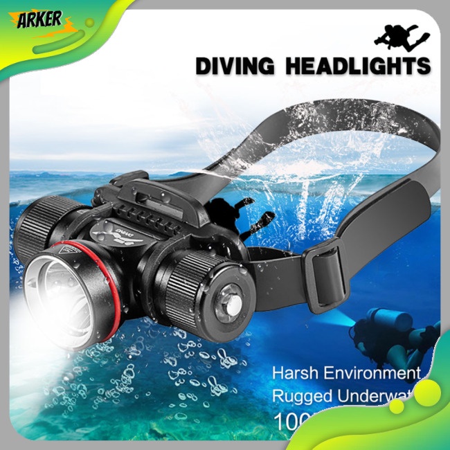 Areker L2 Sst40 Dh06 水下潛水頭燈帶頭帶多功能大功率 Led 頭燈手電筒