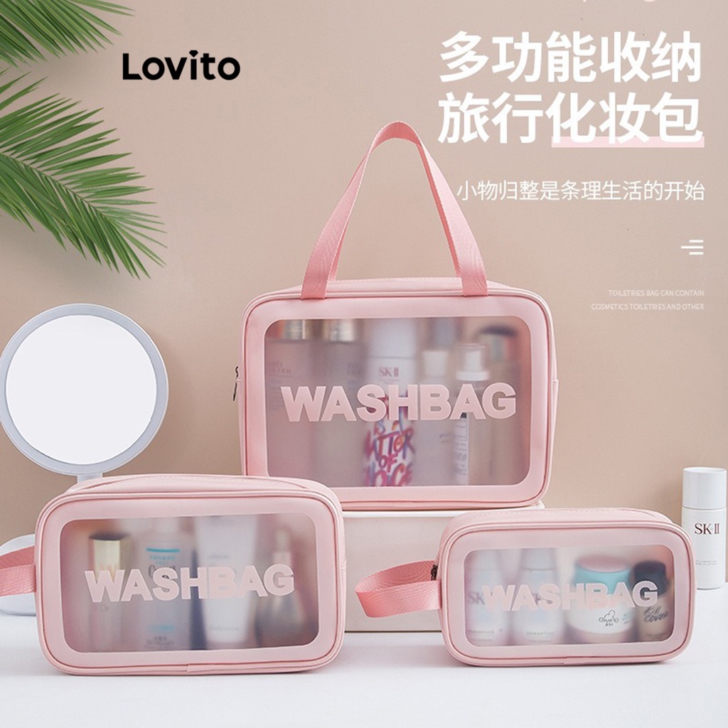 Lovito Beauty防水大容量易攜帶女士化妝包LBT01067