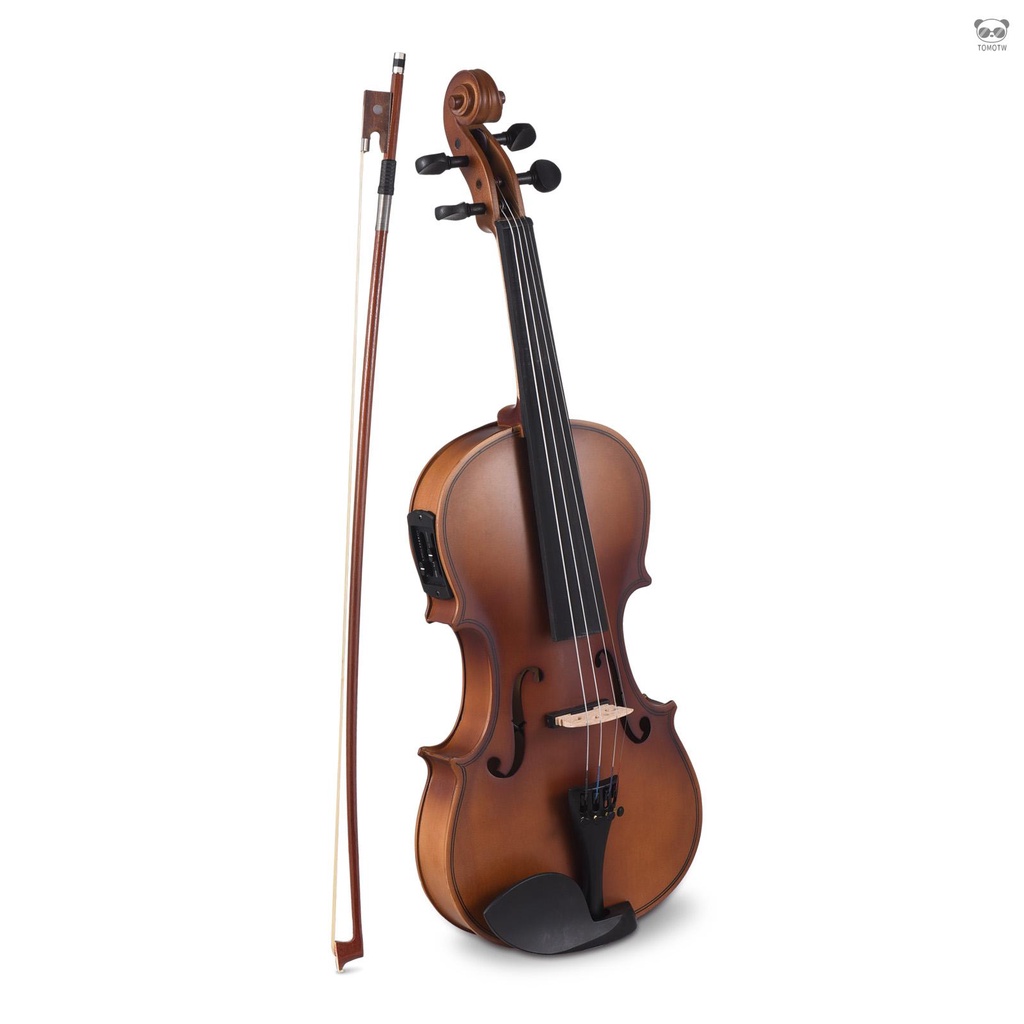 4/4電聲小提琴 復古色雲杉面板 肩託+音頻線+備用琴絃+琴弓+琴包+松香+琴布