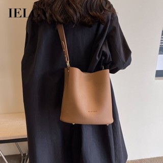 IELGY 女士棕色水桶包女 單肩復古質感斜揹包