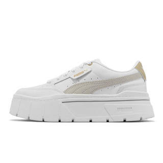 Puma 休閒鞋 Mayze Stack Wns 白 奶茶 皮革 厚底增高 女鞋 【ACS】 38436315