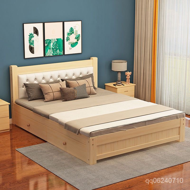 台灣公司 限時免運 實木床現代簡約出租房單人床雙人床簡易經濟鬆木床經濟型單人床