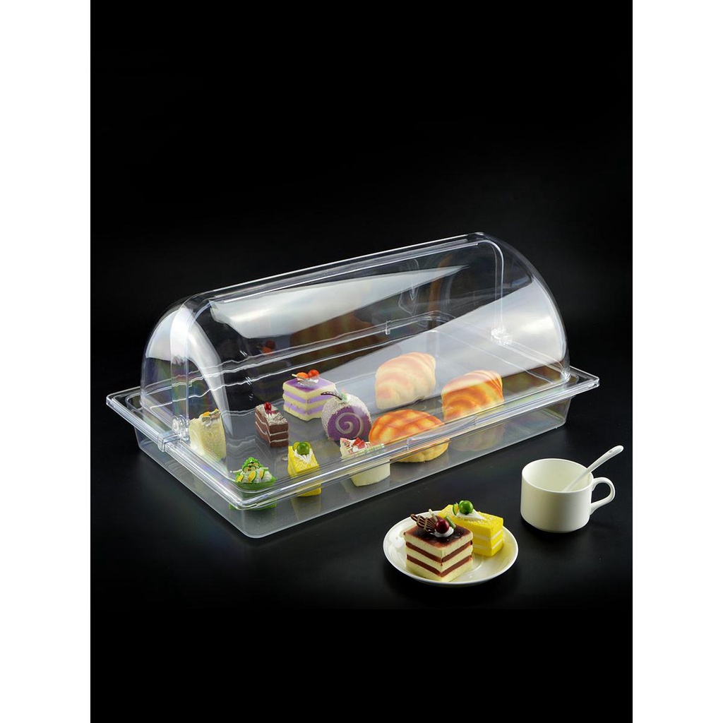 免運 透明塑料食品盒子展示盒長方形涼菜試吃盤帶蓋麵包蛋糕保鮮盒商用