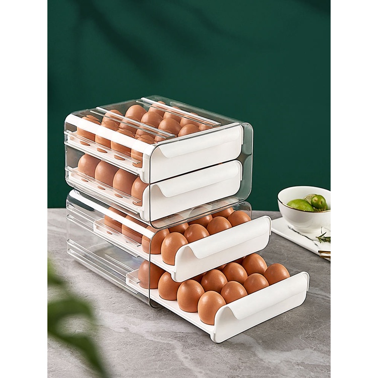 知泊商城 日式冰箱雞蛋收納盒廚房家用保鮮收納盒子鴨蛋盒塑膠抽屜式儲存籃