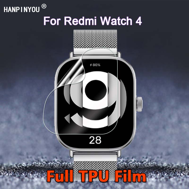 適用於 Redmi Watch 4 SmartWatch 超薄透明軟 TPU 薄膜屏幕保護膜 - 非鋼化玻璃