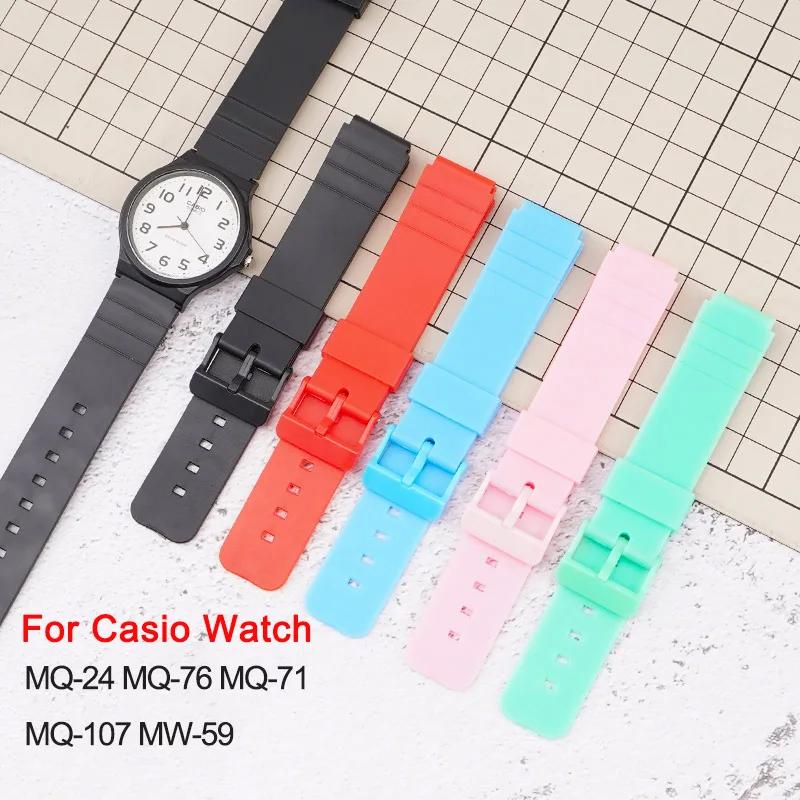 16mm 樹脂橡膠錶帶卡西歐手錶 MW-59 MQ-24 MQ-27 MQ-76 MQ-71 MQ-107 替換腕帶彩色