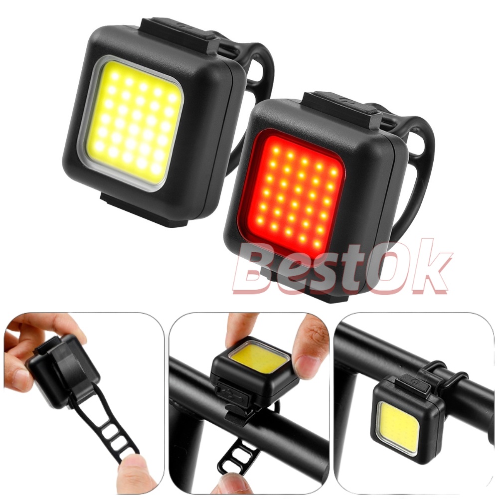 1 件通用 LED 自行車頭燈和尾燈 Type-C USB 充電燈夜間安全警示燈旅行騎行配件
