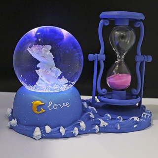 30秒時間沙漏 海豚水晶球音樂盒 送孩子生日禮物 兒童沙漏計時器 學習計時器 兒童玩具 兒童小禮物 倒數計時器