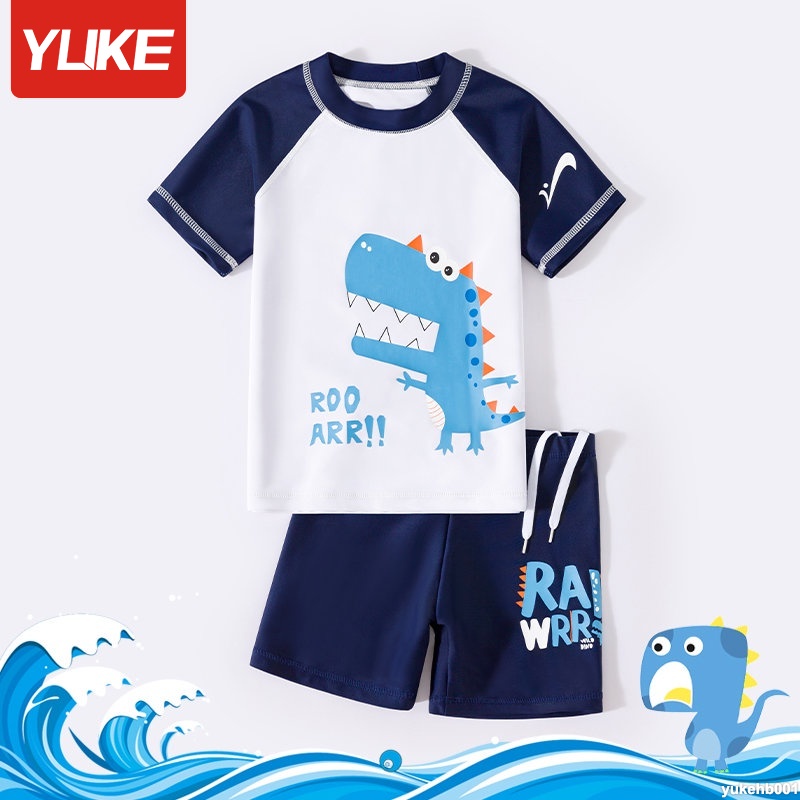 YUKE 兒童泳衣 男童泳衣 小中大童寶寶卡通可愛兩件式防晒泳衣 溫泉泳衣 泡湯泳衣 泳裝