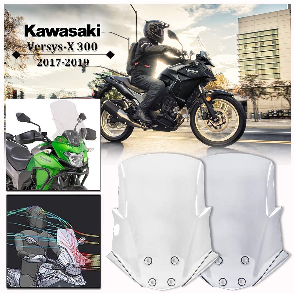 KAWASAKI Versys X300 擋風玻璃擋風玻璃防蠅罩擋風板適用於川崎 Versys-X 300 2017-2