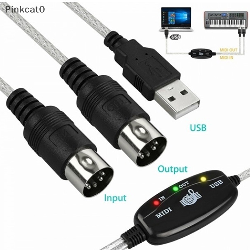 Pinkcat0 USB IN-OUT MIDI 電纜轉換器 PC 到音樂鍵盤適配器線 TW