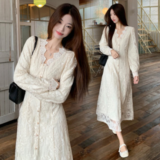 【桃喜Rich現貨】法式洋裝 大碼女裝洋裝 L-4XL 春季新款 長袖連衣裙 小個子仙女裙 溫柔風顯瘦打底長裙子