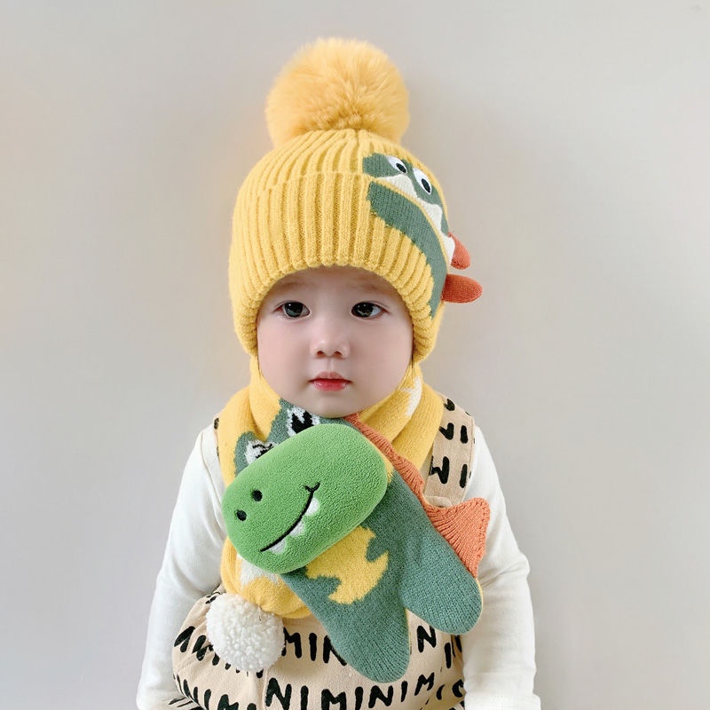 [Vlovelife]嬰兒帽 嬰兒毛帽 成品 DIY 寶寶帽子鞦鼕保暖套頭帽嬰兒毛綫帽圍巾套裝男寶女童兒童帽子鼕季