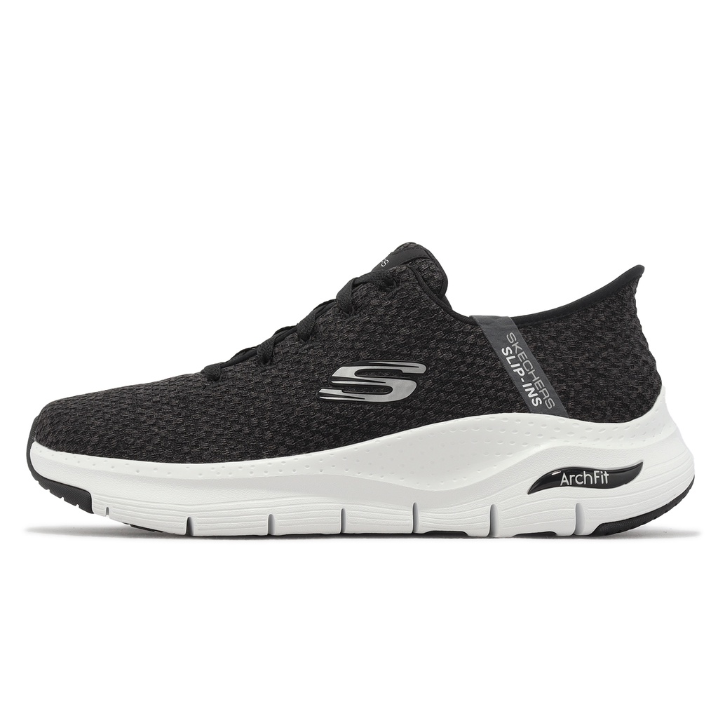 Skechers 休閒鞋 Arch Fit Slip-Ins 黑 白 足弓支撐 瞬滑 男鞋【ACS】 232454BKW