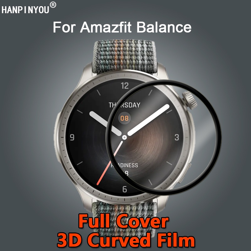 適用於 Amazfit Balance 智能手錶錶帶全覆蓋高清透明電鍍軟 PET PMMA 薄膜 3D 曲面屏幕保護膜