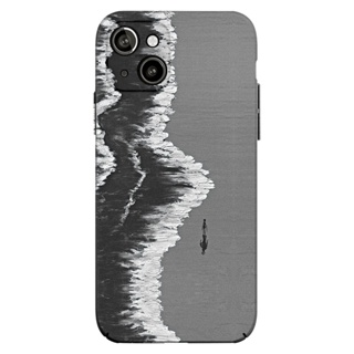 Magsafe磁吸適用蘋果15手機殼iPhone14Promax沙灘上的海浪藝術生個性硬殼13創意12超薄se3全包11