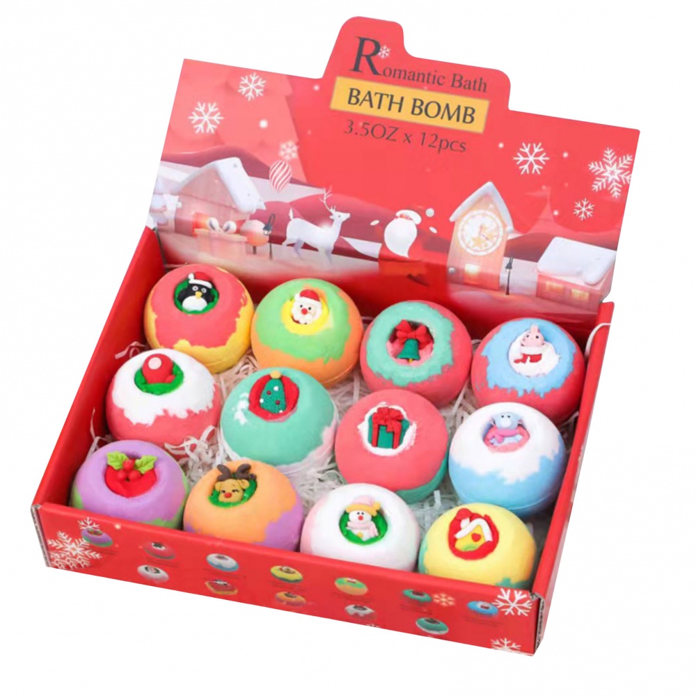 聖誕沐浴炸彈 - Advent Calendar Bathbombs - 12 件裝有機沐浴炸彈禮品套裝,保濕泡泡沐浴汽