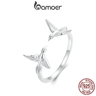 Bamoer 925 純銀戒指翠鳥開口戒指時尚首飾禮物女士