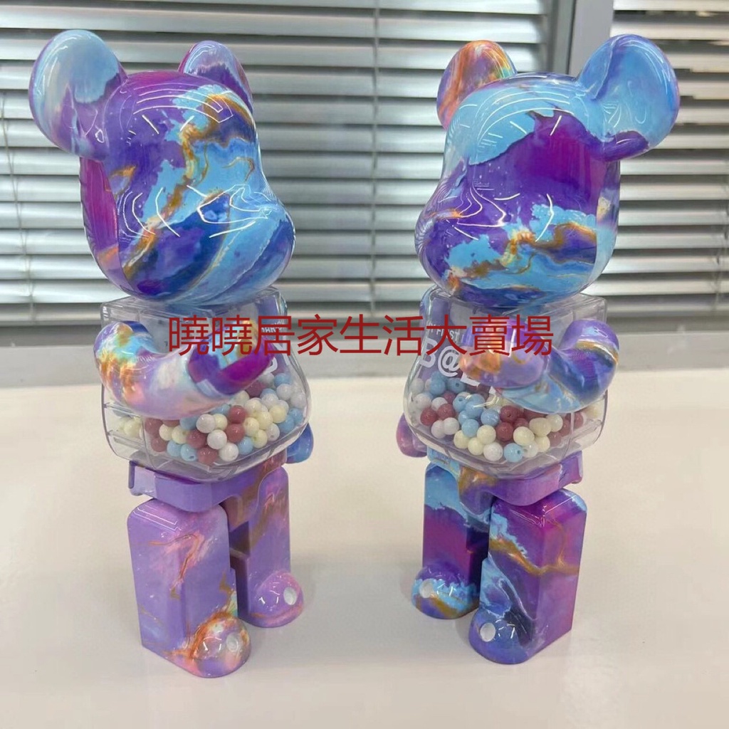 Bearbrick400%星雲大理石千秋積木熊潮玩潑墨千秋暴力熊擺件公仔