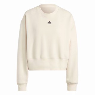 Adidas Sweatshirt IA6502 女 長袖 上衣 衛衣 運動 休閒 三葉草 落肩 棉質 舒適 米