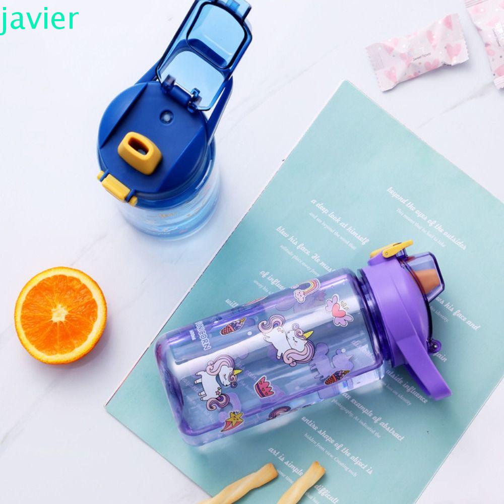 JAVI1ER兒童吸管杯,卡通600毫升水瓶,飲具用吸管和蓋子大容量可愛水杯贈品