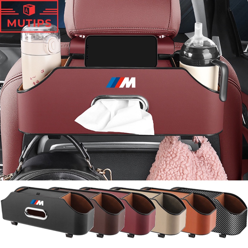Bmw M Power 汽車座椅靠背儲物盒水杯架後座掛鉤掛袋紙巾盒適用於 E46 E36 F10 F30 E90 X3