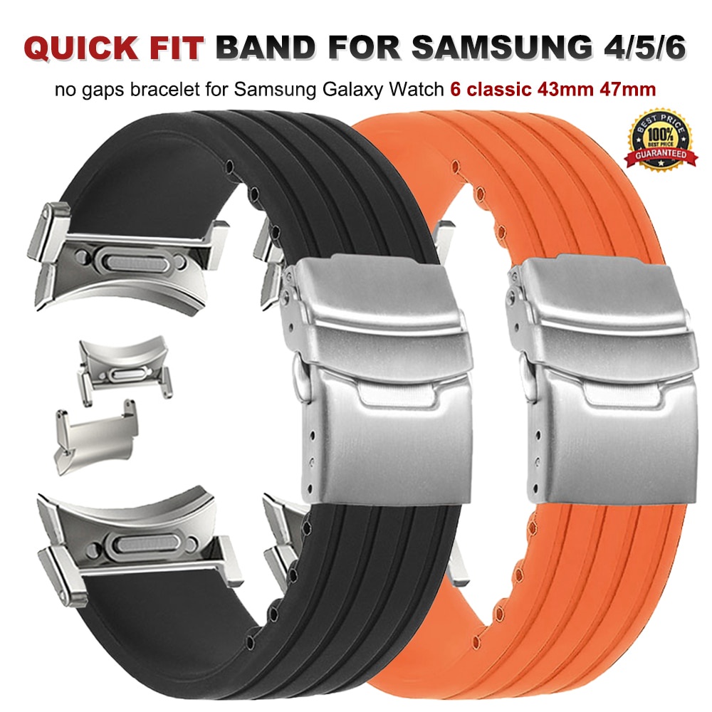 SAMSUNG No Gaps Quick Fit 矽膠錶帶適用於三星 Galaxy Watch 6 Classic 4