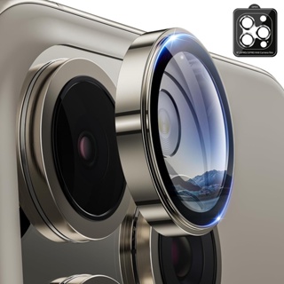 iPhone 15 Pro Max鋼化玻璃金屬鷹眼鏡頭保護膜 原機凸台設計 蘋果15 Pro鏡頭保護器 防刮鏡頭貼