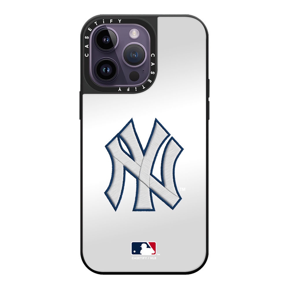 MLB x CASETiFY紐約洋基隊iPhone13/14/15/Pro/Max防摔鏡面手機殼