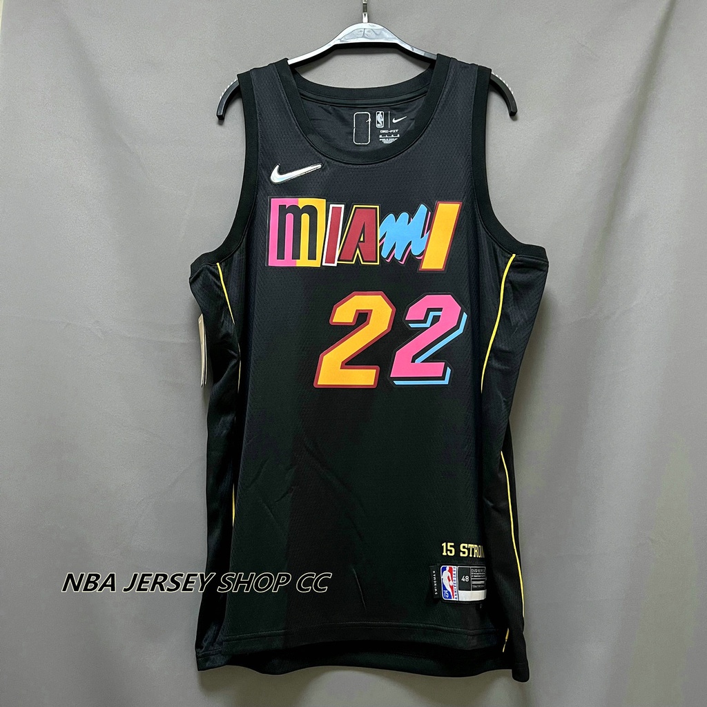 2021-22 男式全新原創 NBA 邁阿密熱火 #22 Jimmy Butler City Edition 球衣熱壓黑