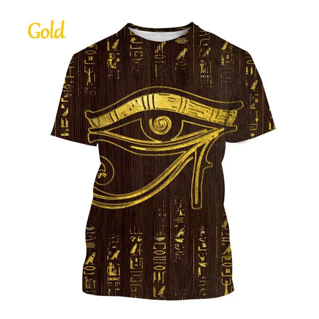 Pharaoh Anubis 3D T 恤古埃及神埃及之眼印花短袖個性中性原宿街頭服飾上衣時尚