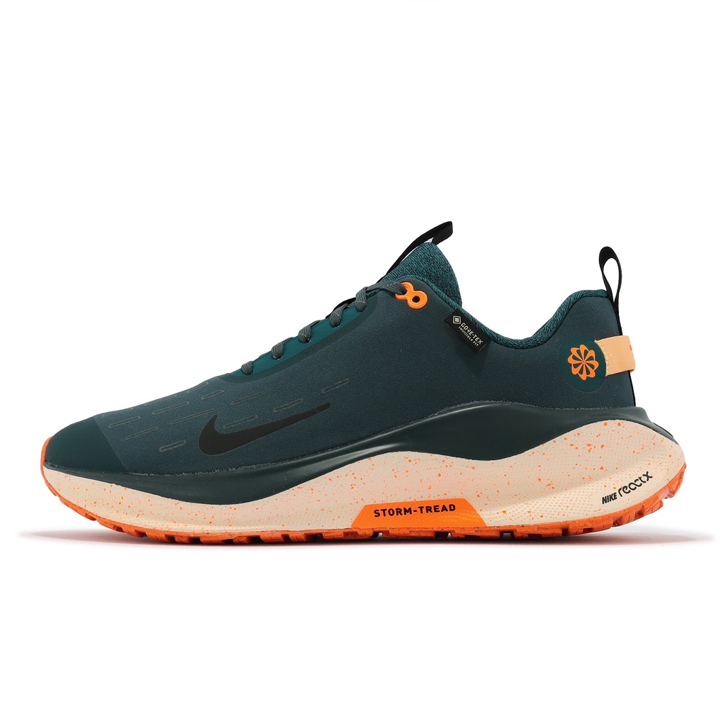 Nike 慢跑鞋 Reactx Infinity RN 4 GTX 防水 海藻綠 橘 反光 男鞋 FB2204-300