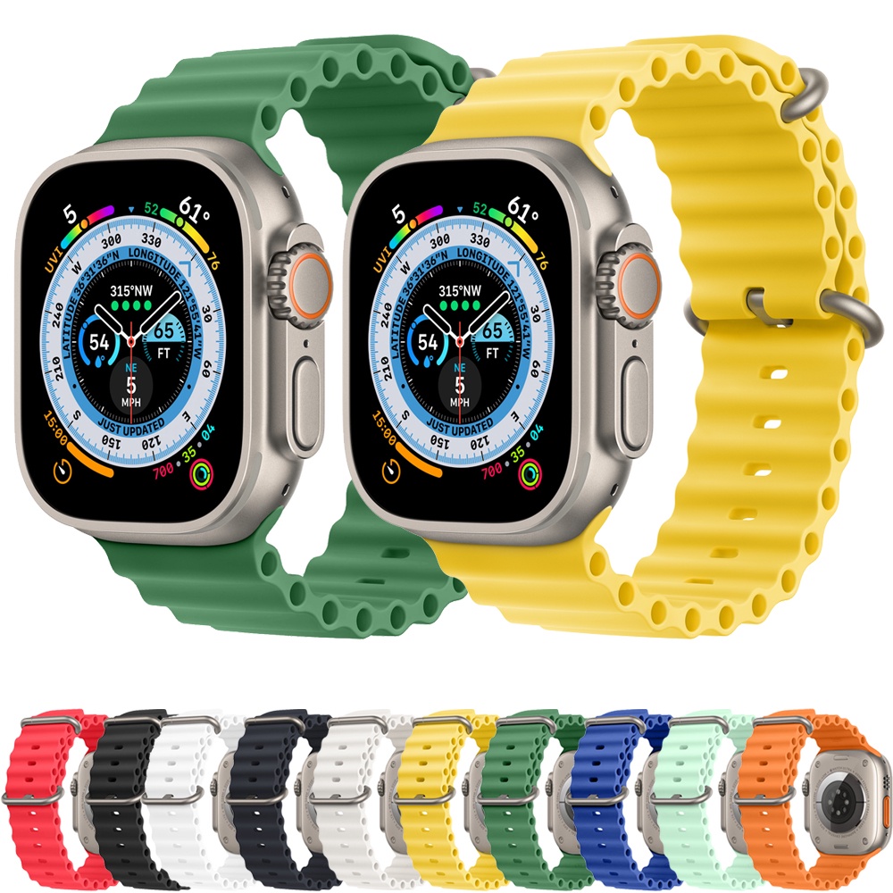 適用 apple watch Ultra 蘋果 S9 手錶 iWatchs 8 錶帶 海洋硅膠運動7代6se 替換錶帶