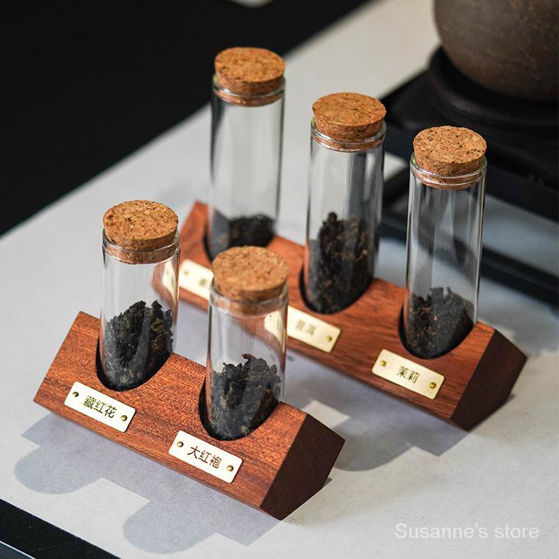 茶葉罐食品級玻璃瓶子試管樣品實木展示架定製咖啡豆防黴小密封罐