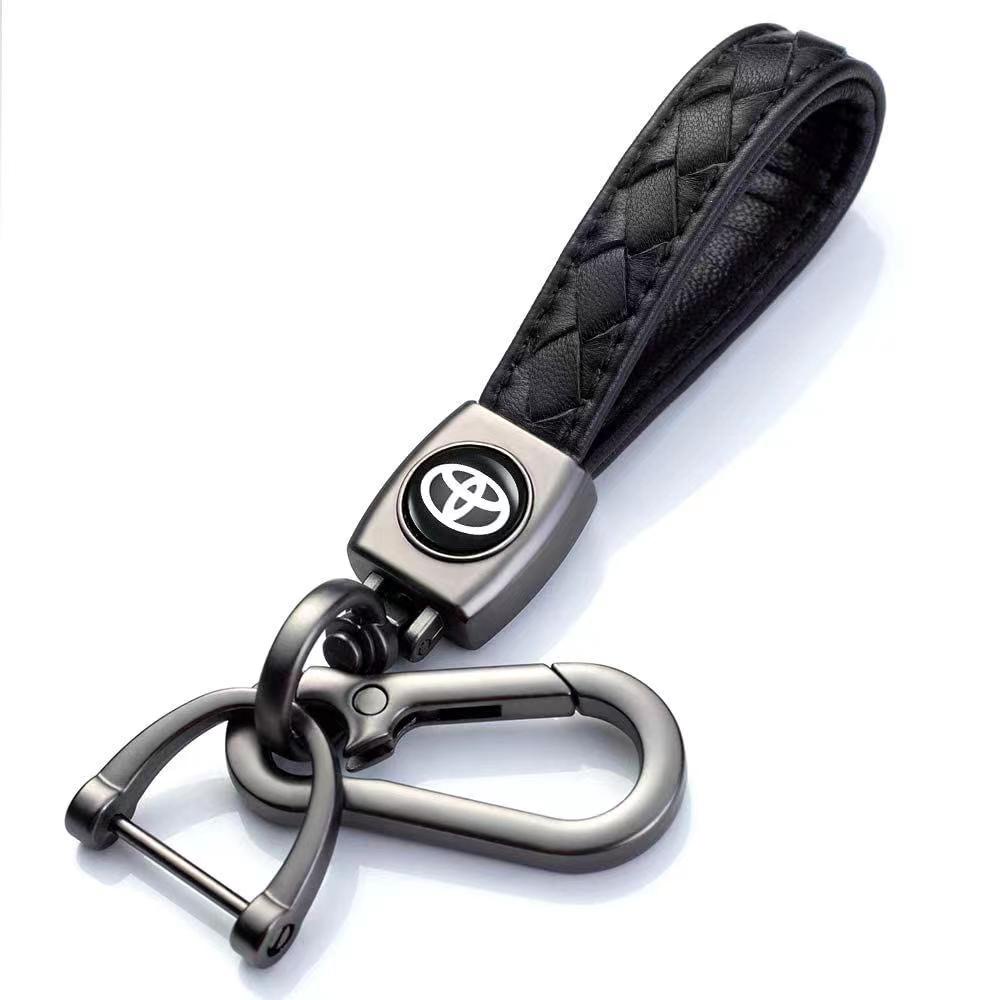 [新] 豐田精品軟羊皮時尚皮革金屬汽車標誌鑰匙扣鑰匙扣