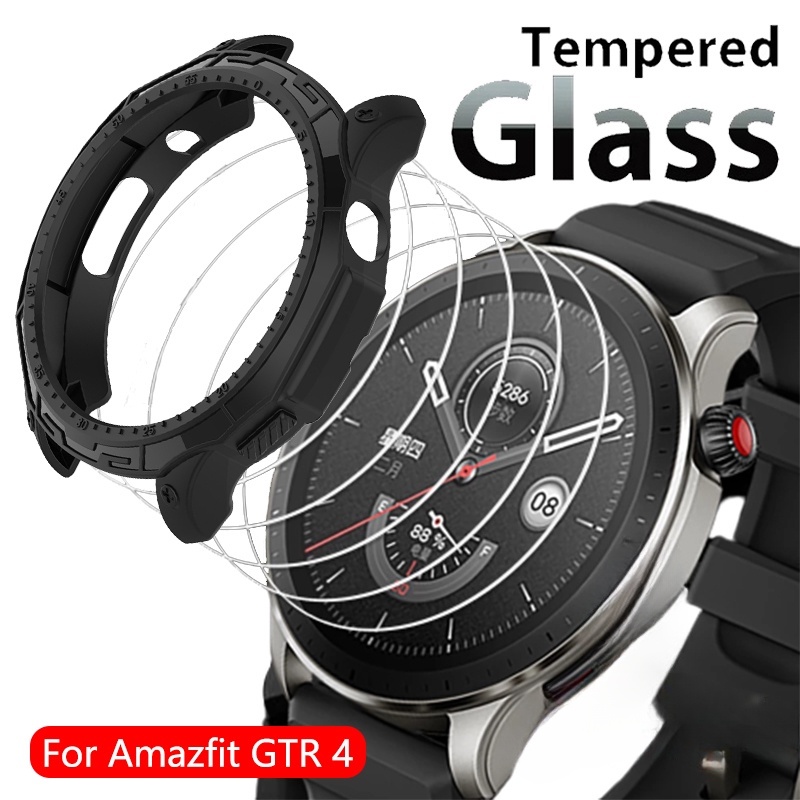 Amazfit GTR 4 GTR4 保護器保險槓外殼的防震套 全保護 TPU 蓋超薄防刮外殼 保護膜 鋼化膜 全屏覆蓋