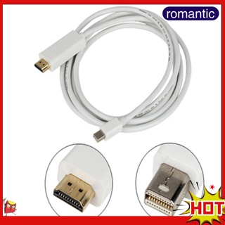 Rom 迷你顯示端口轉 HDMI 兼容電纜 4K 1080P Thunderbolt HDMI 兼容轉換器,適用於 Ma