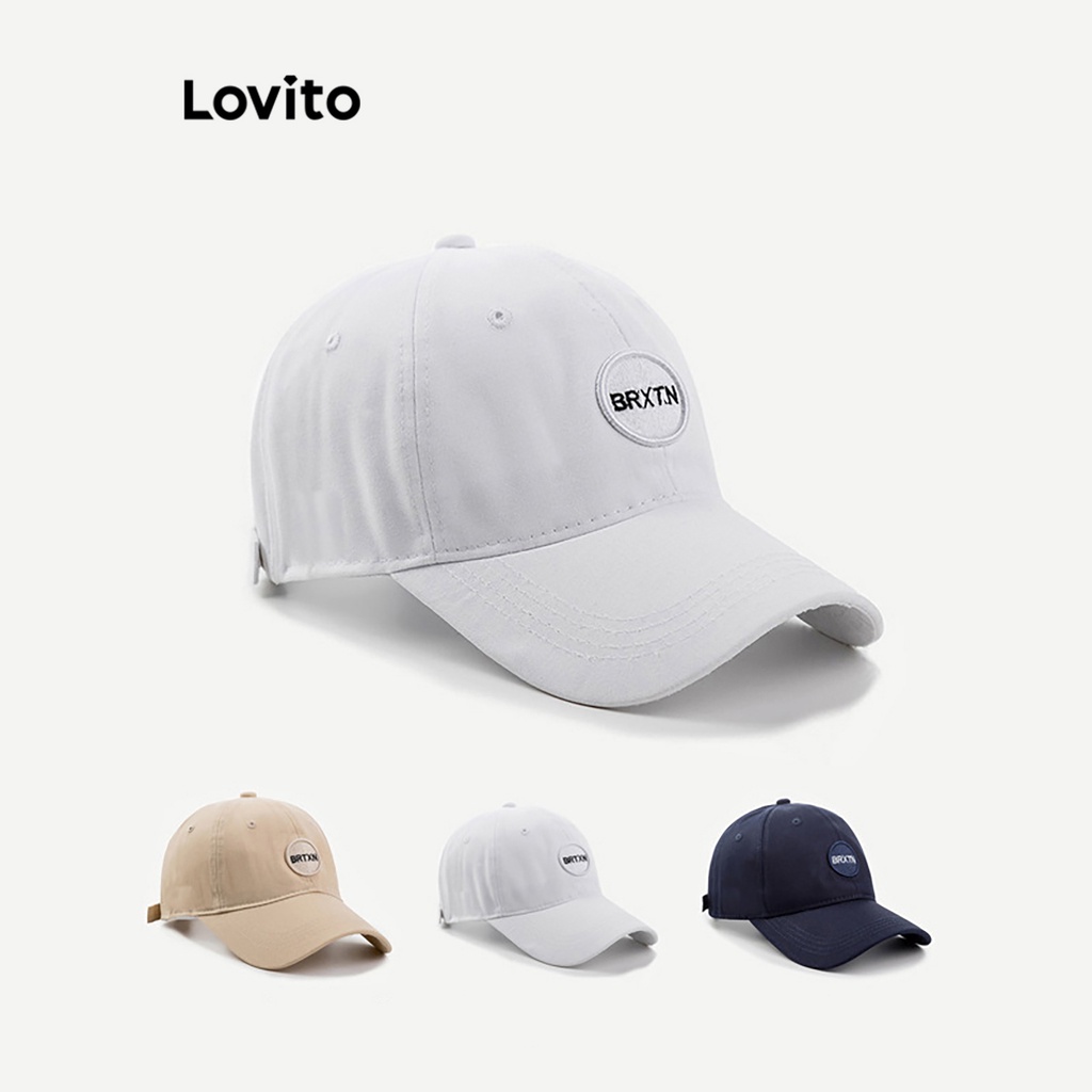 Lovito 休閒字母圖案百搭女士帽子 LFA03243 (卡其色/白色/藍色/黑色)