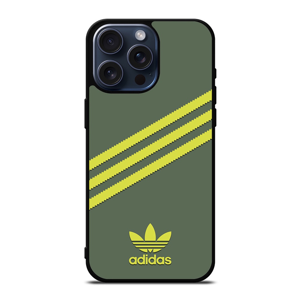 愛迪達 Adidas STRIPES GREEN YELLOW 時尚新款精緻手機殼保護套適用於 IPhone 15 Pr