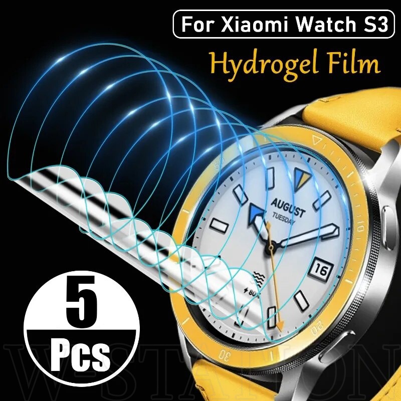 XIAOMI MI 5 片兼容小米 Mi Watch S3 - 軟 TPU 水凝膠膜 - 高清凝膠屏幕保護膜 - 防刮防