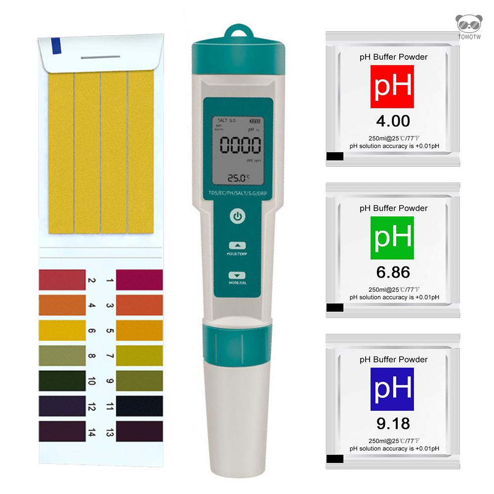 七合一水質檢測筆 便攜式高精度水質檢測筆 （PH值/TDS值/EC值/鹽度/S.G海水比重/ORP負電位/溫度/）C-6