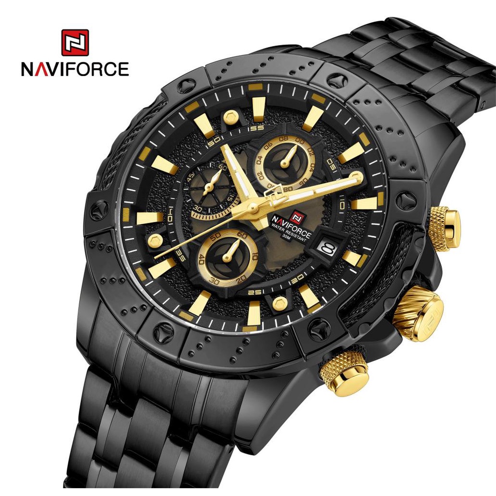 Naviforce 運動手錶頂級品牌豪華軍用商務計時碼表石英防水原裝時鐘