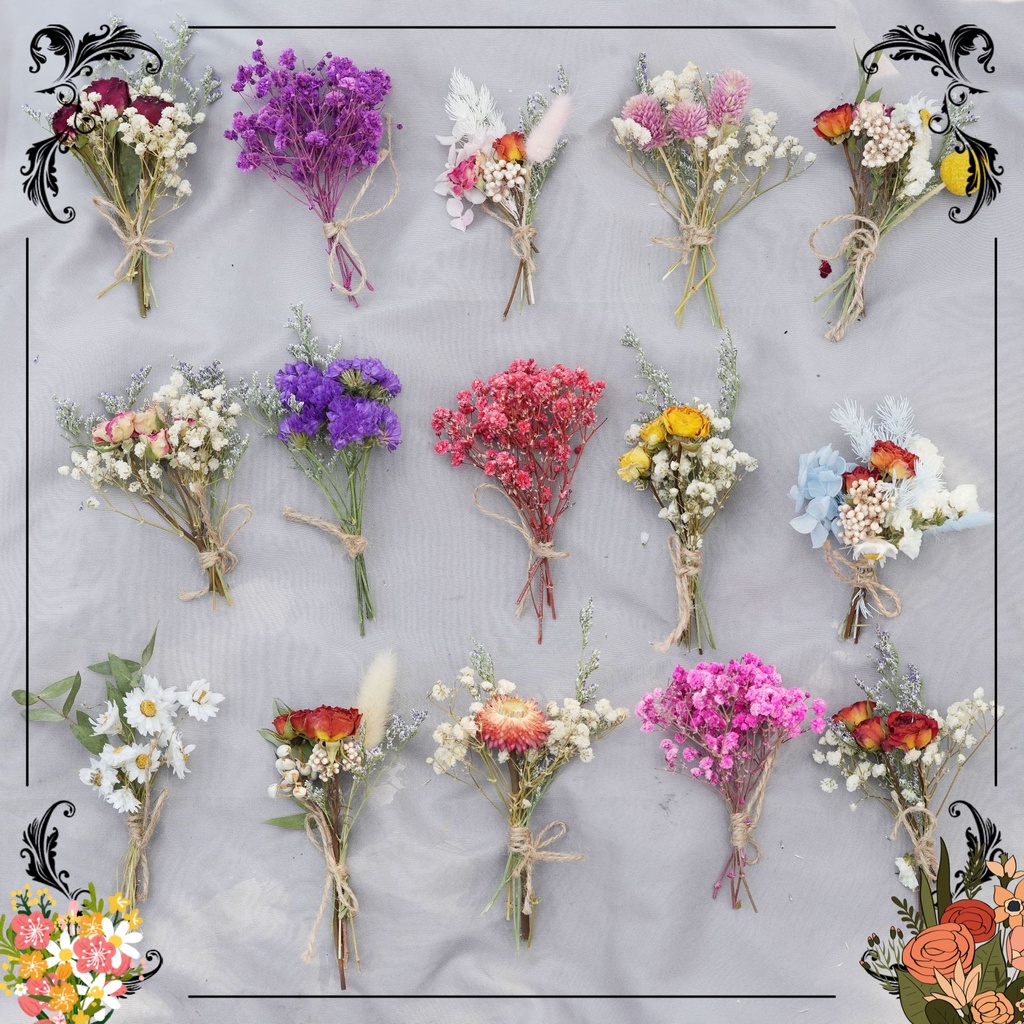 迷你乾燥花花束  花束卡片裝飾DIY材料 拍攝道具禮盒配件小花束 伴手禮胸花 裝飾花束擺件 居家裝飾乾燥花