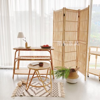『Royal_Furniture』莉麗 藤編屏風北歐家用隔斷客廳真藤屏風摺疊移動藤藝民宿傢具ins