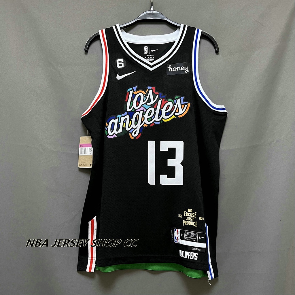 2022-23 男式全新原創 NBA 洛杉磯快船隊城市版黑色 #13 Paul George 球衣 Swingman 熱